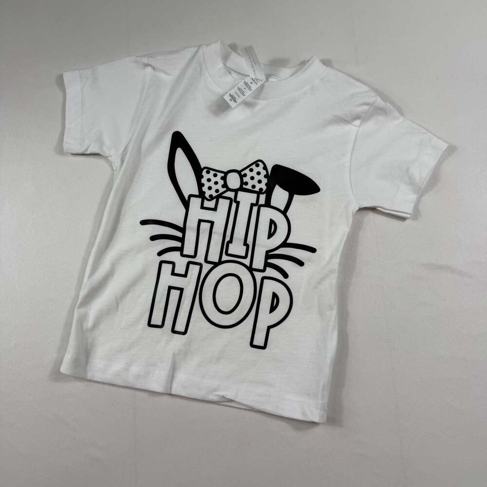 Bella+Canvas Toddler 'Hip Hop' Easter Bunny Graphic T-Shirt White Size 2T